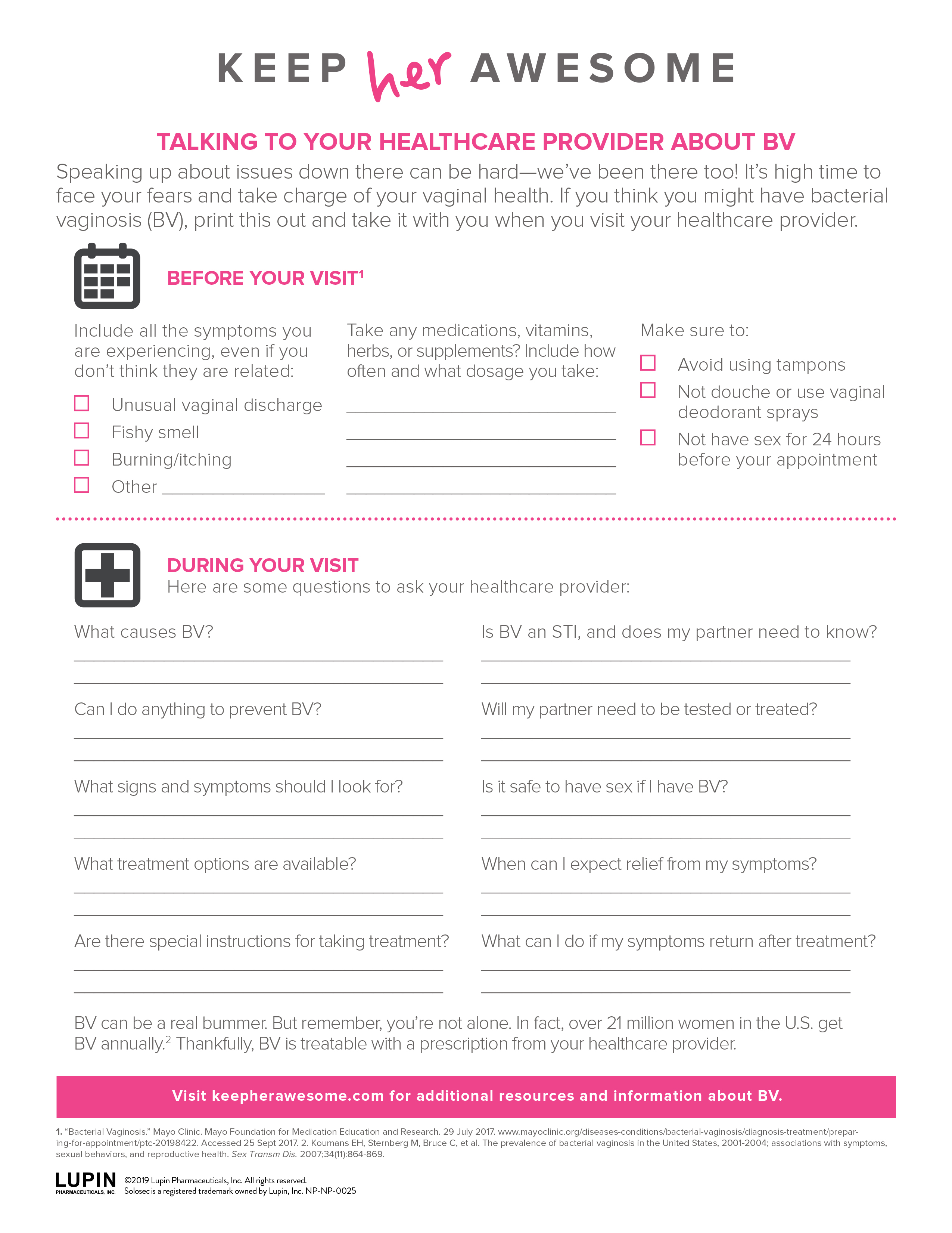 talking to your healthcare provider about bacterial vaginosis (bv) discussion guide)